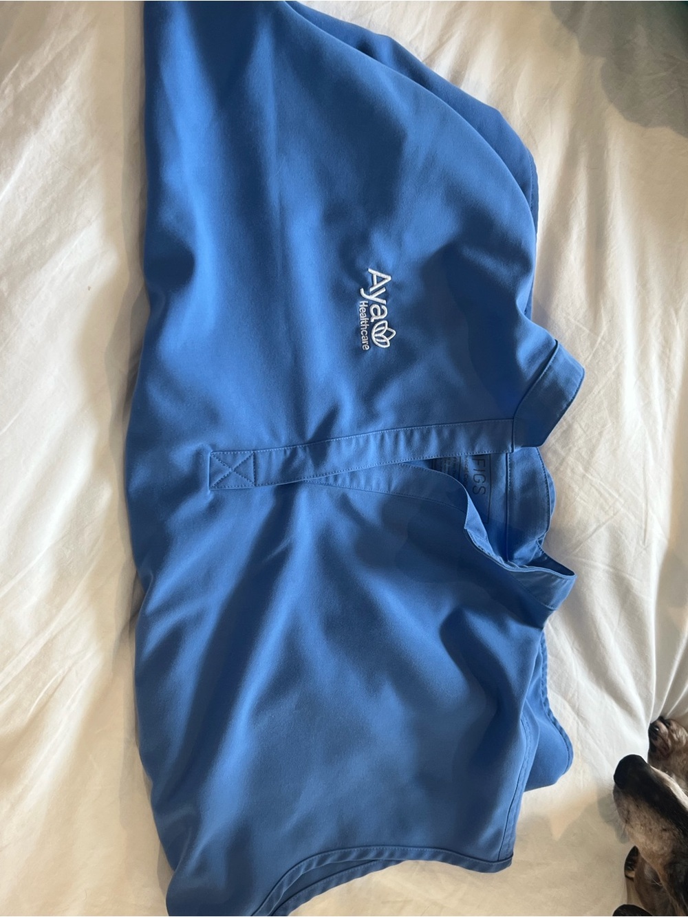 Figs Women's Royal Blue Scrub Top with Embroidered Logo